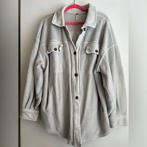 FREE PEOPLE RUBY JACKET SHIRT SHACKET IN STONE Size Large